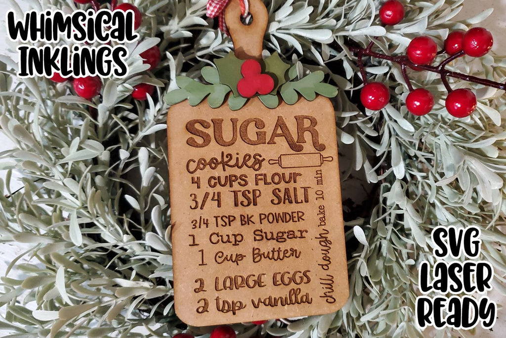 Sugar Cookie Recipe Ornament Laser SVG - So Fontsy