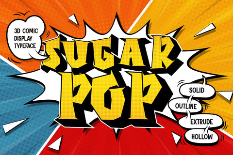 Sugar Pop - 3D layered Comic Display Font Font Mozzatype 