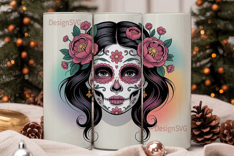 Sugar Skull Beauty 20oz Tumbler Wrap Sublimation DesignSVG 