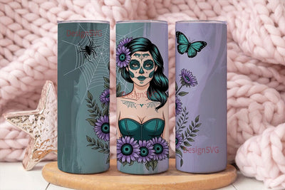 Sugar Skull Beauty 20oz Tumbler Wrap Sublimation DesignSVG 