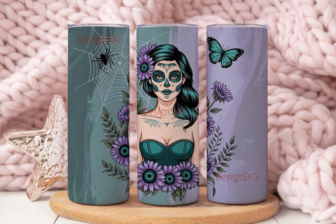 Sugar Skull Beauty 20oz Tumbler Wrap Sublimation DesignSVG 