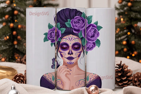 Sugar Skull Beauty 20oz Tumbler Wrap Sublimation DesignSVG 