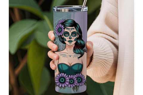 Sugar Skull Beauty 20oz Tumbler Wrap Sublimation DesignSVG 