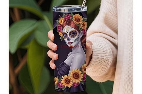Sugar Skull Beauty 20oz Tumbler Wrap Sublimation DesignSVG 