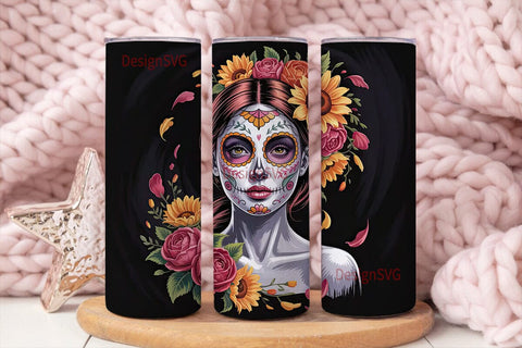 Sugar Skull Beauty 20oz Tumbler Wrap Sublimation DesignSVG 
