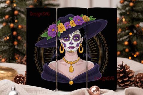 Sugar Skull Beauty 20oz Tumbler Wrap Sublimation DesignSVG 