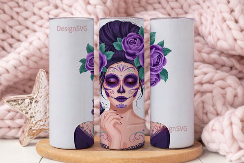 Sugar Skull Beauty 20oz Tumbler Wrap Sublimation DesignSVG 