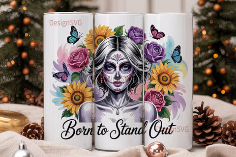 Sugar Skull Beauty 20oz Tumbler Wrap Sublimation DesignSVG 