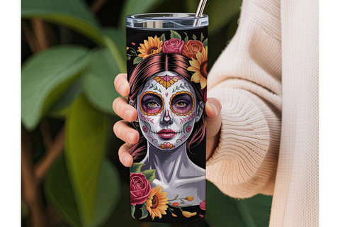 Sugar Skull Beauty 20oz Tumbler Wrap Sublimation DesignSVG 