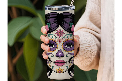 Sugar Skull Beauty 20oz Tumbler Wrap Sublimation DesignSVG 