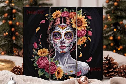 Sugar Skull Beauty 20oz Tumbler Wrap Sublimation DesignSVG 