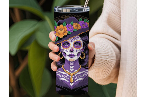 Sugar Skull Beauty 20oz Tumbler Wrap Sublimation DesignSVG 
