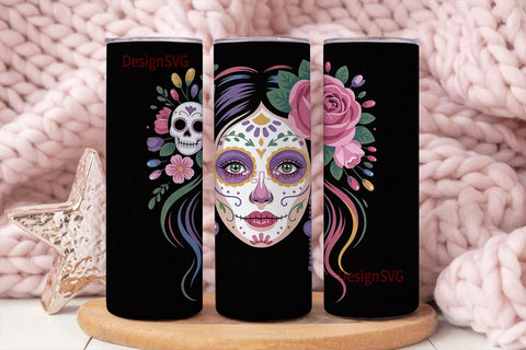 Sugar Skull Beauty 20oz Tumbler Wrap Sublimation DesignSVG 