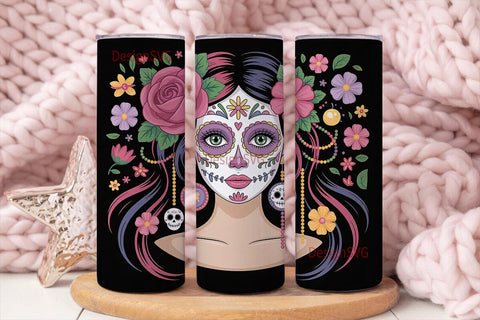 Sugar Skull Beauty 20oz Tumbler Wrap Sublimation DesignSVG 