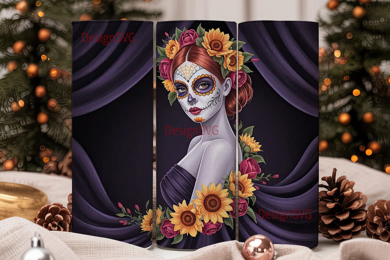 Sugar Skull Beauty 20oz Tumbler Wrap Sublimation DesignSVG 