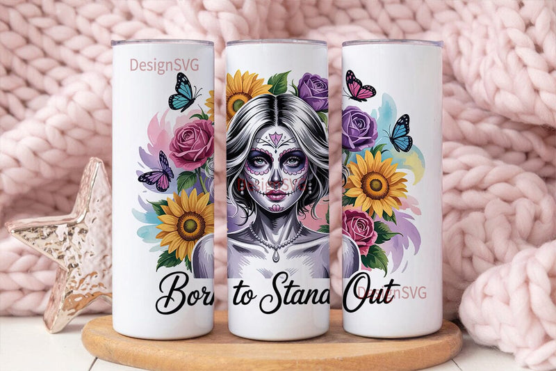 Sugar Skull Beauty 20oz Tumbler Wrap Sublimation DesignSVG 