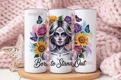 Sugar Skull Beauty 20oz Tumbler Wrap Sublimation DesignSVG 