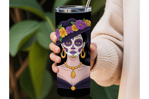 Sugar Skull Beauty 20oz Tumbler Wrap Sublimation DesignSVG 