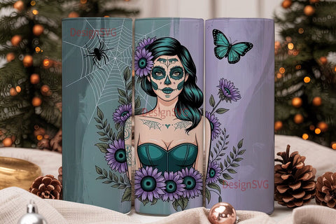 Sugar Skull Beauty 20oz Tumbler Wrap Sublimation DesignSVG 