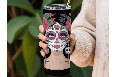 Sugar Skull Beauty 20oz Tumbler Wrap Sublimation DesignSVG 