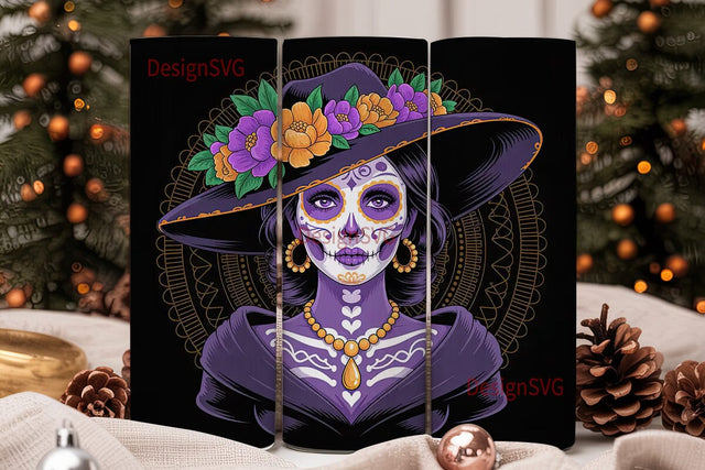 Sugar Skull Beauty 20oz Tumbler Wrap Sublimation DesignSVG 