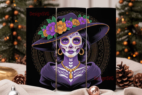 Sugar Skull Beauty 20oz Tumbler Wrap Sublimation DesignSVG 