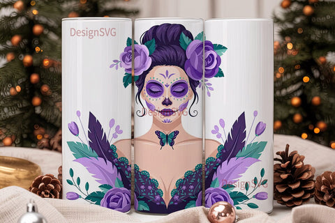 Sugar Skull Beauty 20oz Tumbler Wrap Sublimation DesignSVG 