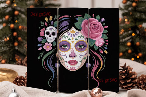 Sugar Skull Beauty 20oz Tumbler Wrap Sublimation DesignSVG 
