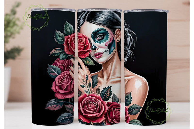 Sugar Skull Beauty 20oz Tumbler Wrap Sublimation PixelChick 