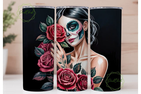 Sugar Skull Beauty 20oz Tumbler Wrap Sublimation PixelChick 