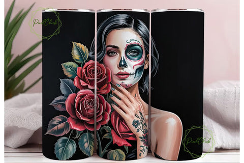 Sugar Skull Beauty 20oz Tumbler Wrap Sublimation PixelChick 