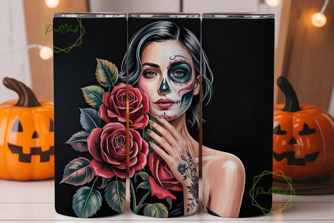 Sugar Skull Beauty 20oz Tumbler Wrap Sublimation PixelChick 