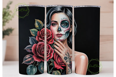 Sugar Skull Beauty 20oz Tumbler Wrap Sublimation PixelChick 