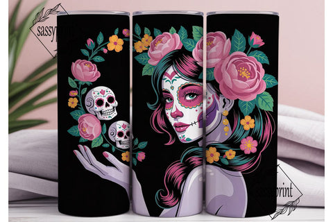 Sugar Skull Beauty 20oz Tumbler Wrap Sublimation sassyprint 