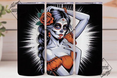 Sugar Skull Beauty 20oz Tumbler Wrap Sublimation sassyprint 