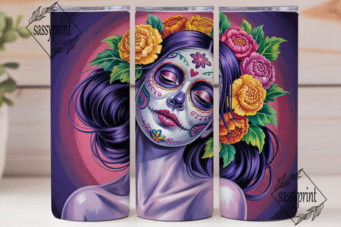 Sugar Skull Beauty 20oz Tumbler Wrap Sublimation sassyprint 