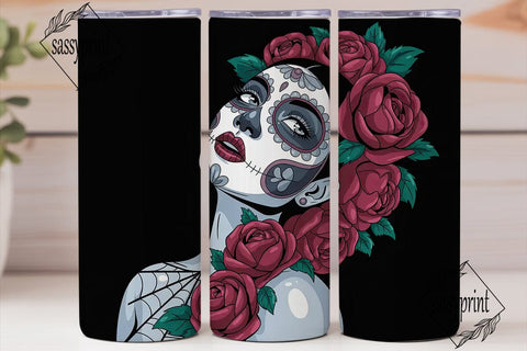 Sugar Skull Beauty 20oz Tumbler Wrap Sublimation sassyprint 