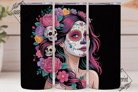 Sugar Skull Beauty 20oz Tumbler Wrap Sublimation sassyprint 
