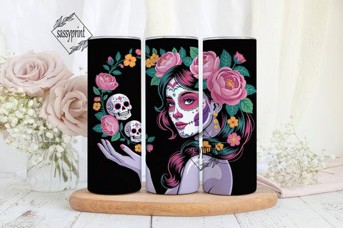 Sugar Skull Beauty 20oz Tumbler Wrap Sublimation sassyprint 