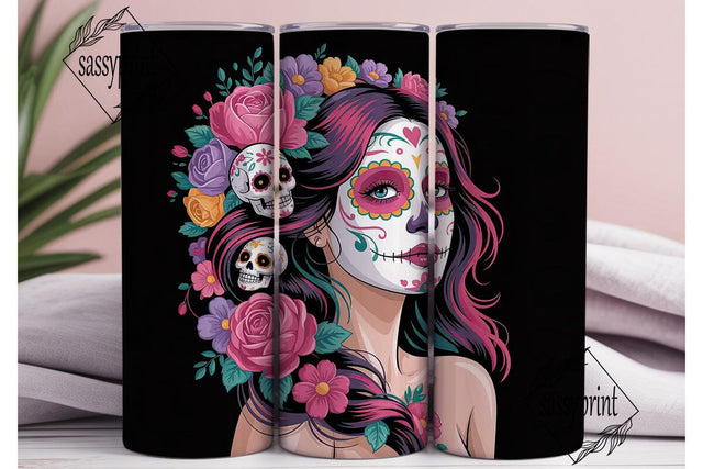 Sugar Skull Beauty 20oz Tumbler Wrap Sublimation sassyprint 