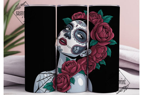 Sugar Skull Beauty 20oz Tumbler Wrap Sublimation sassyprint 