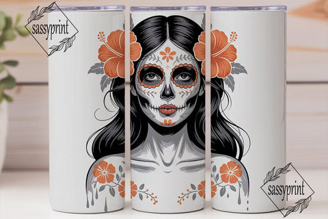 Sugar Skull Beauty 20oz Tumbler Wrap Sublimation sassyprint 