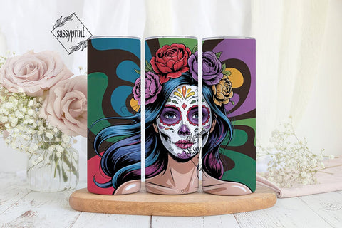 Sugar Skull Beauty 20oz Tumbler Wrap Sublimation sassyprint 