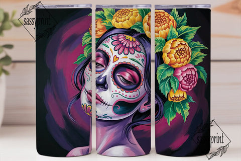 Sugar Skull Beauty 20oz Tumbler Wrap Sublimation sassyprint 