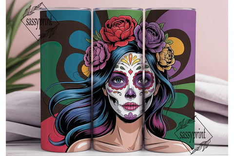 Sugar Skull Beauty 20oz Tumbler Wrap Sublimation sassyprint 