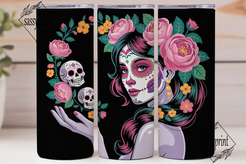Sugar Skull Beauty 20oz Tumbler Wrap Sublimation sassyprint 
