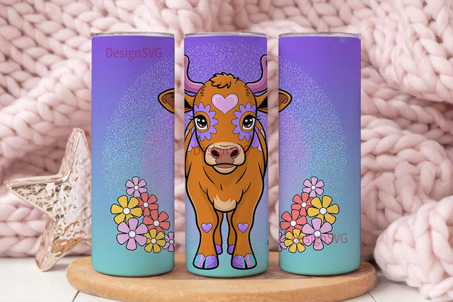 Sugar Skull Calf 20oz Tumbler Wrap Sublimation DesignSVG 