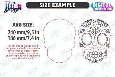 Sugar Skull Coasters Laser Cut Bundle | Drinks Coasters with Stand | Halloween Design | Seasonal Coasters | CNC Files SVG The T Store Design 