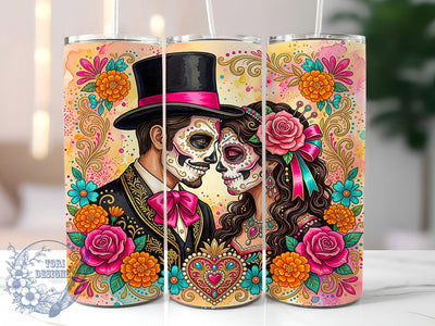 Sugar Skull Couple 20oz Tumbler, Sugar Skull Couple, Skull Couple, Sugar Skull Tumbler, Couple Tumbler, 20oz Tumbler, Day Of The Dead, Tumbler Wrap Sublimation ToriDesigns 