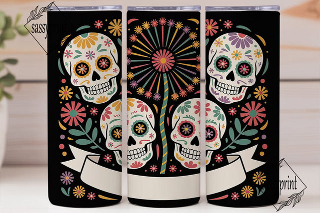 Sugar Skull Dandelion 20oz Tumbler Wrap Sublimation sassyprint 